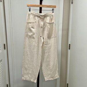 NWT Zara - Drawstring Textured Gauze Wide Leg Pant Size XS - Cream